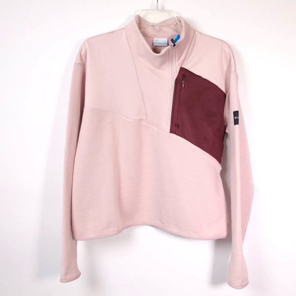 Columbia Tops - Columbia Womens Lodge Hybrid Pullover - Large- Mineral Pink / Malbec - NWT